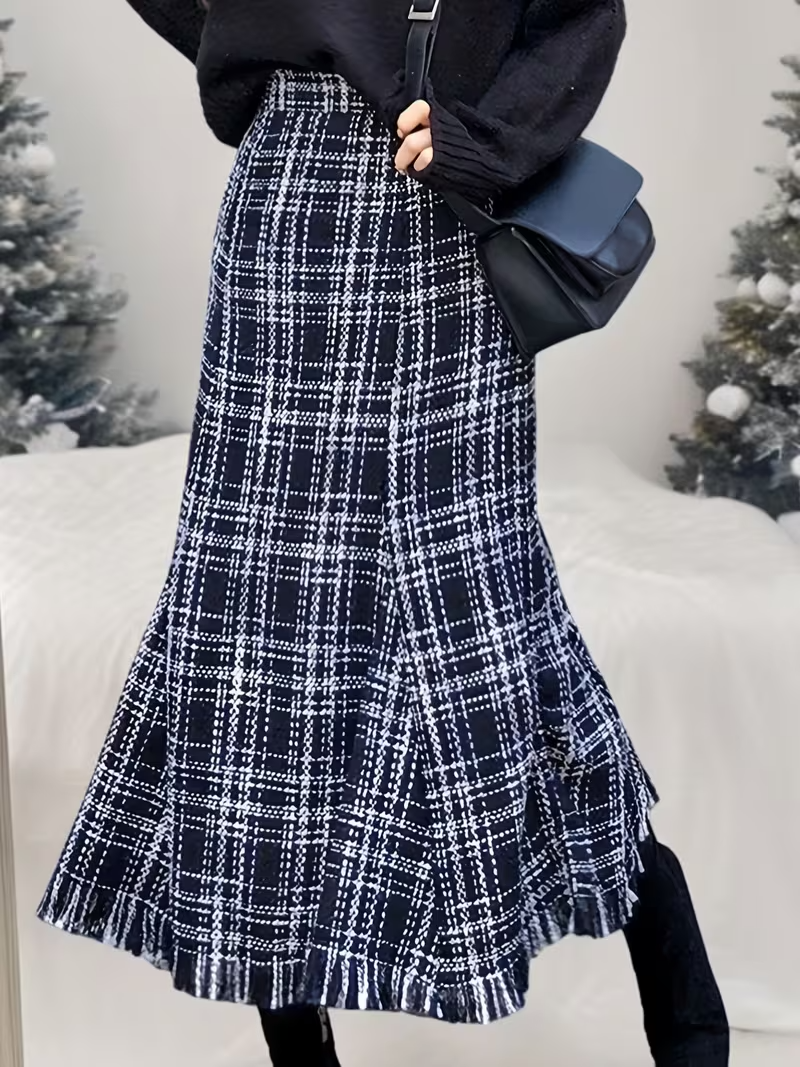 Women’s Checkered Midi Skirt